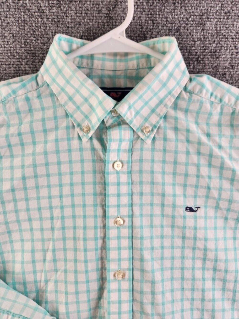 Vineyard Vines Slim Fit Whale Shirt Medium Seafoam Green Long Sleeve Button Up